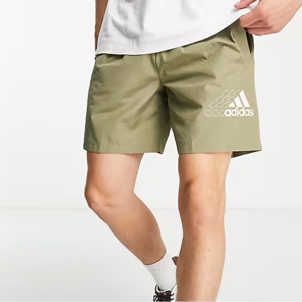 Adidas H14675 Essentials Logo Woven Shorts Orbit Green